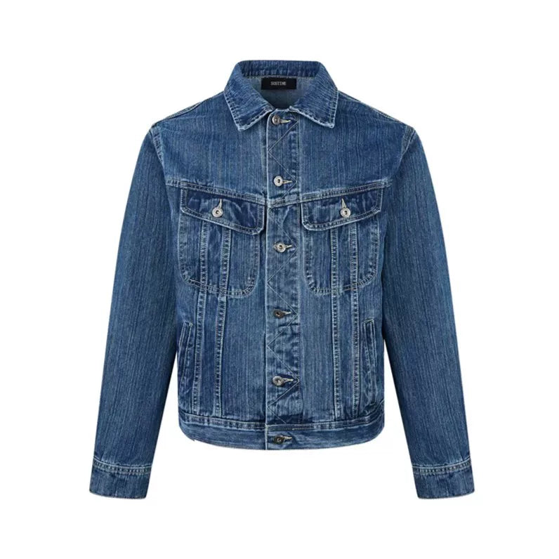 sostine Washed Texture Denim Lapel Jacket