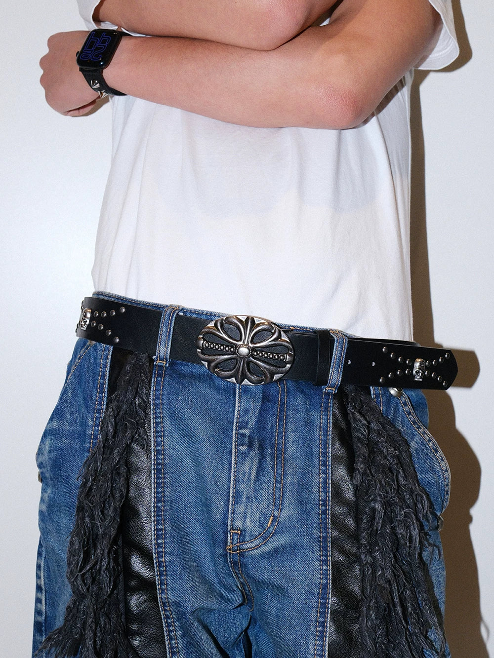 Darkblue Store Star Carved Skull Punk Motorcycle Belt