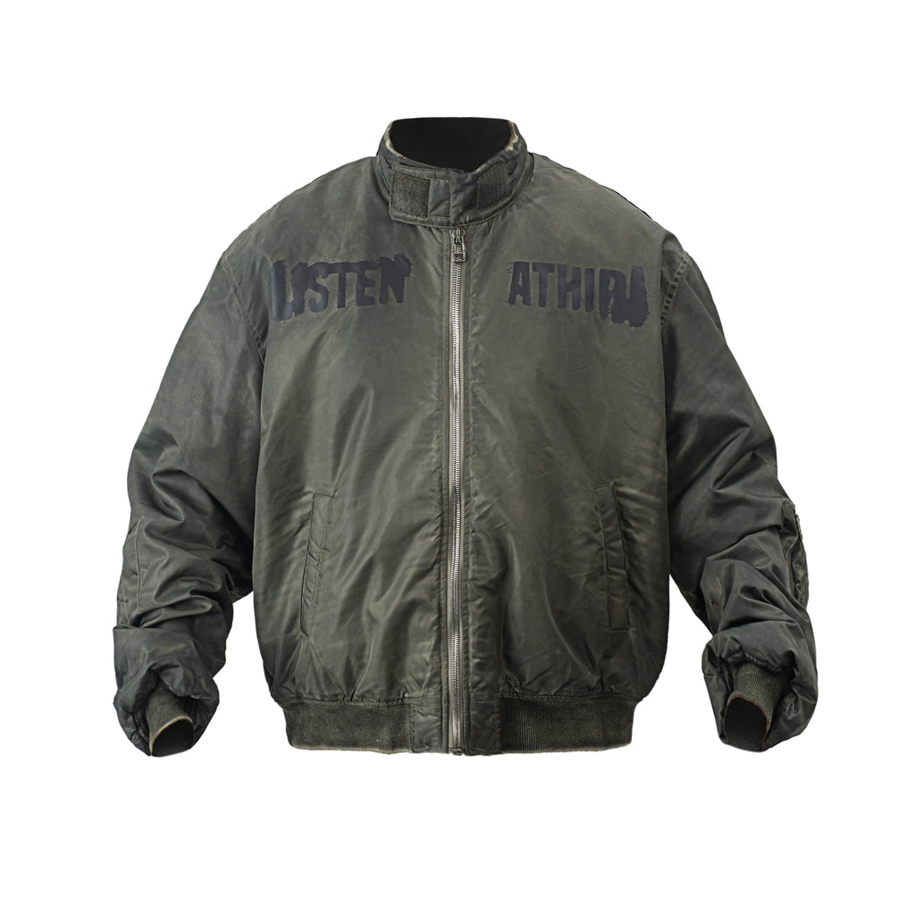 ATHIRI Washed Dyed Bomber Cotton MA1 Flight Jacket