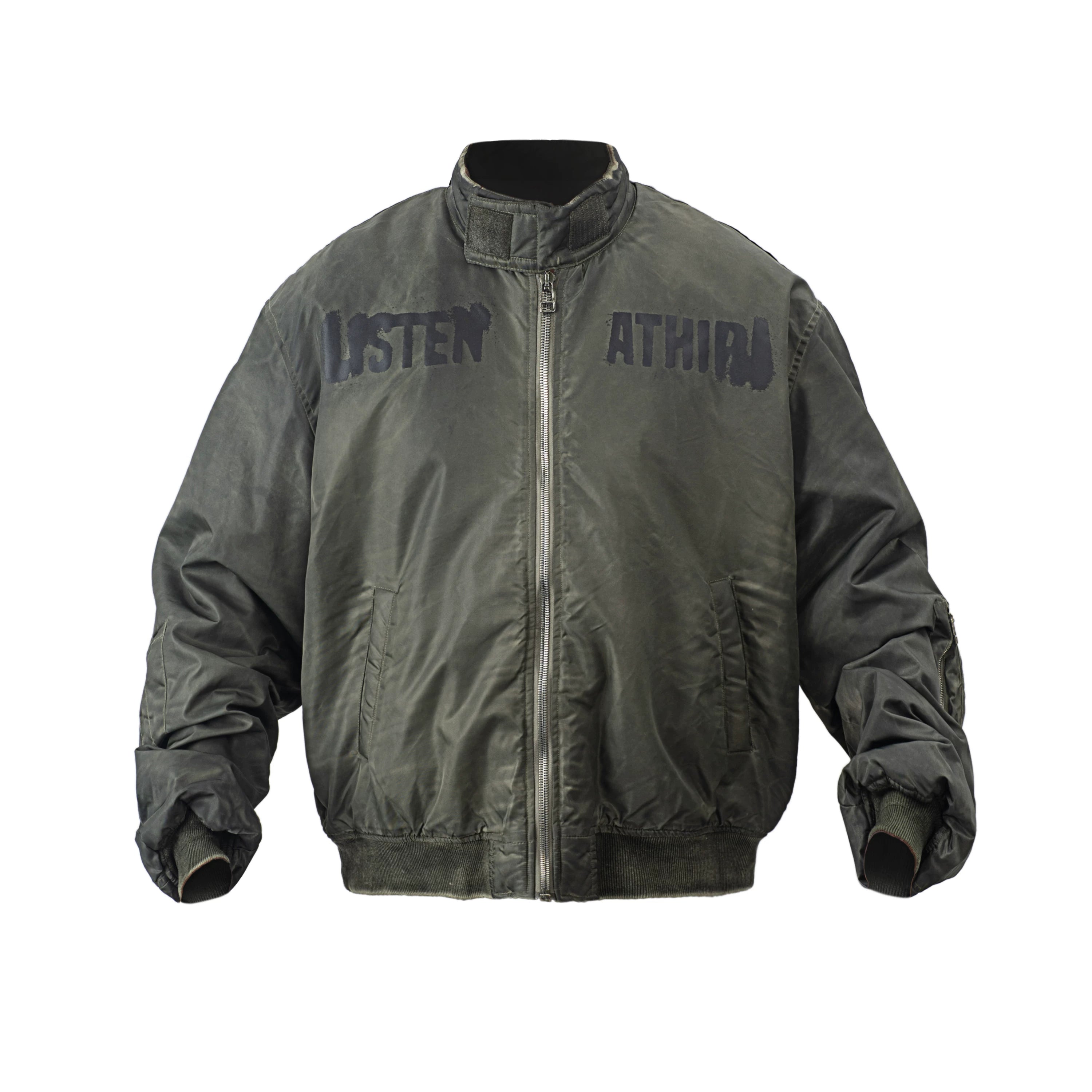ATHIRI Washed Dyed Bomber Cotton MA1 Flight Jacket