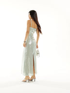 Zero Heavy Sequins Cinched Waist Slip Dress
