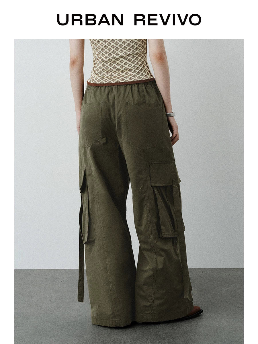 Urban Revivo Workwear Elastic Strap Wide Leg Pants