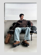 HANQIAORJI Old Money Style Brown Suede Cowhide Loafers