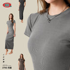 BE Women's SKIMS Style Summer Cotton Slim-fitting Slit Dress