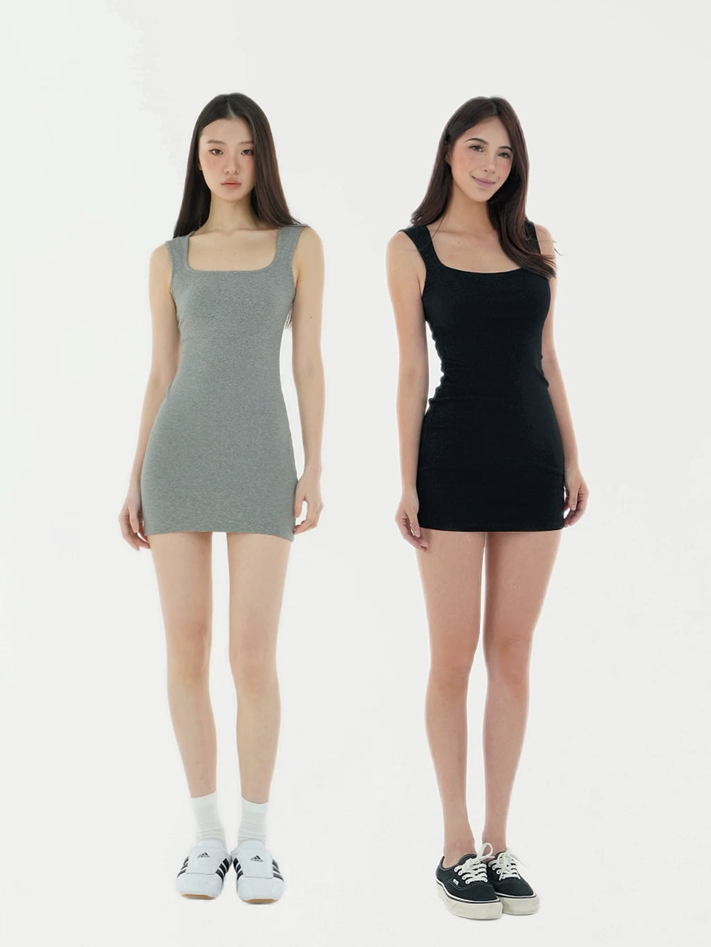 Jim Kennet Square Neck Sleeveless Slim Fit Elastic Hip Wrap Dress