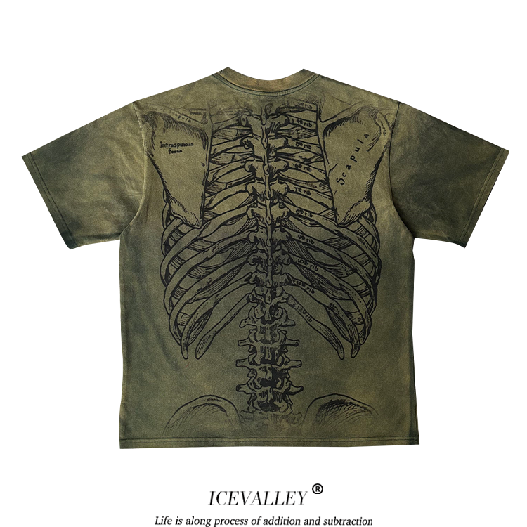 MELANIN TATTOO Skull Pattern Goth Short Sleeve T Shirt