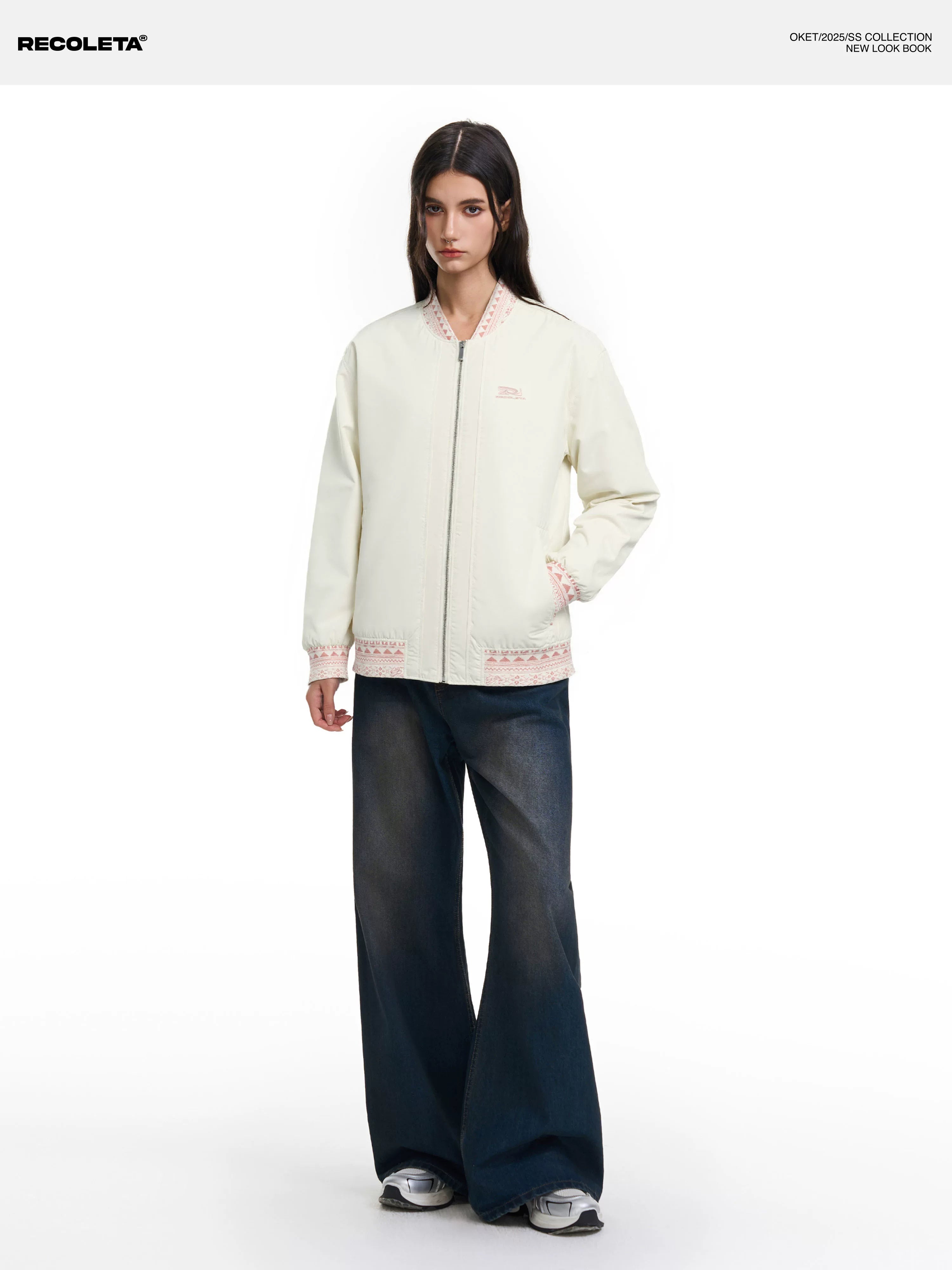 RECOLETA New Chinese Patchwork Baseball Collar Jacket