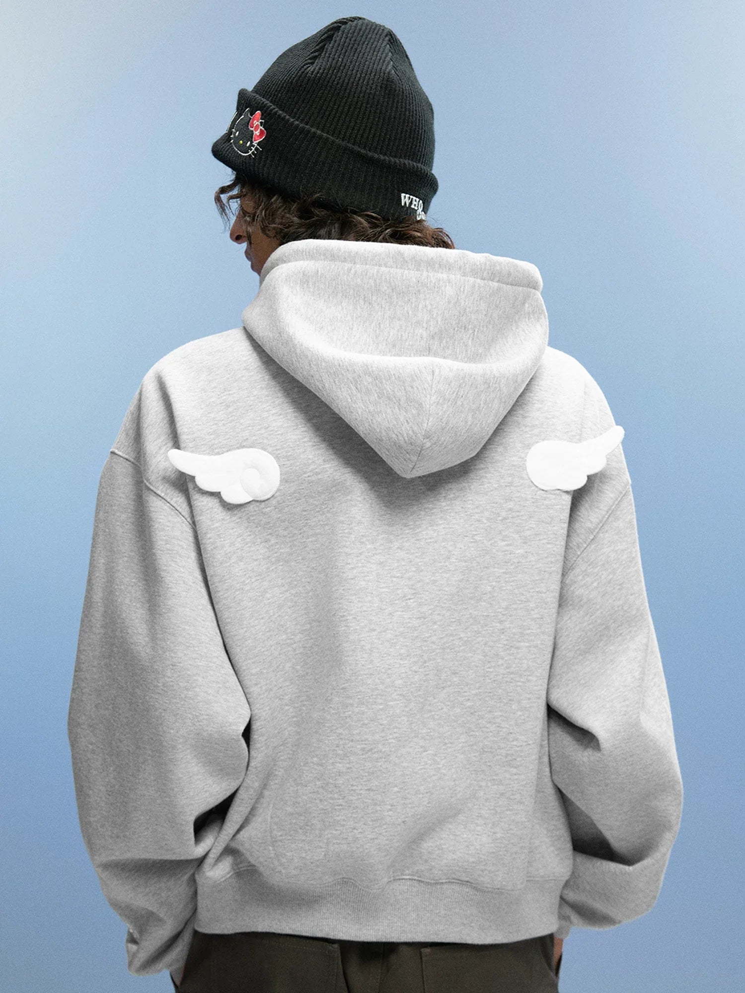 WHOOSIS Angel Embroidered Hooded Sweater