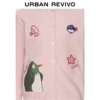 Urban Revivo Girls Embroidered Knit Cardigan