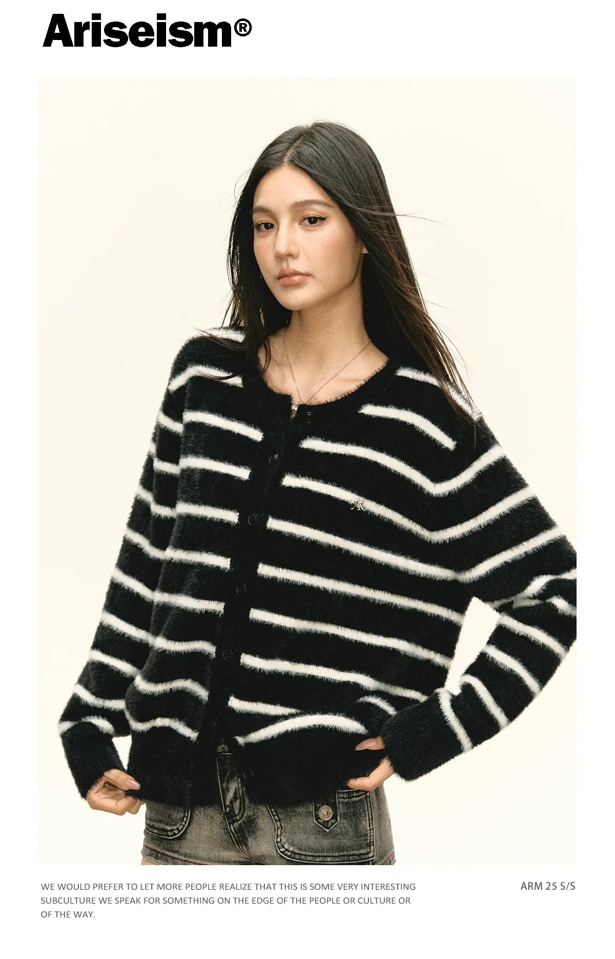 Ariseism Vintage Striped Cardigan Sweater Jacket