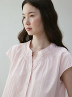 VOOE Crew Neck Small Fly Sleeve Commuter Shirt