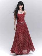 LADYGHOST Plaid Suspender Dress