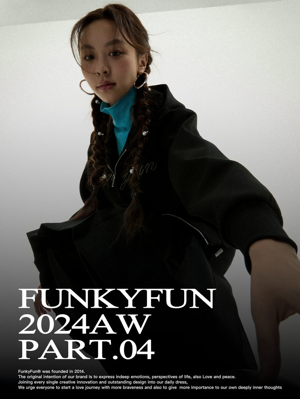 FUNKYFUN 2024AW LOGO Hot Diamond Cardigan Hooded Space Cotton Sweater Jacket