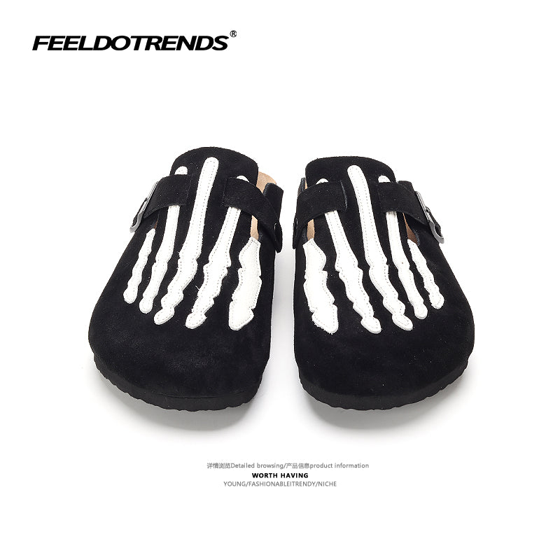 MR.Fang anti-velvet leather Bones Clog