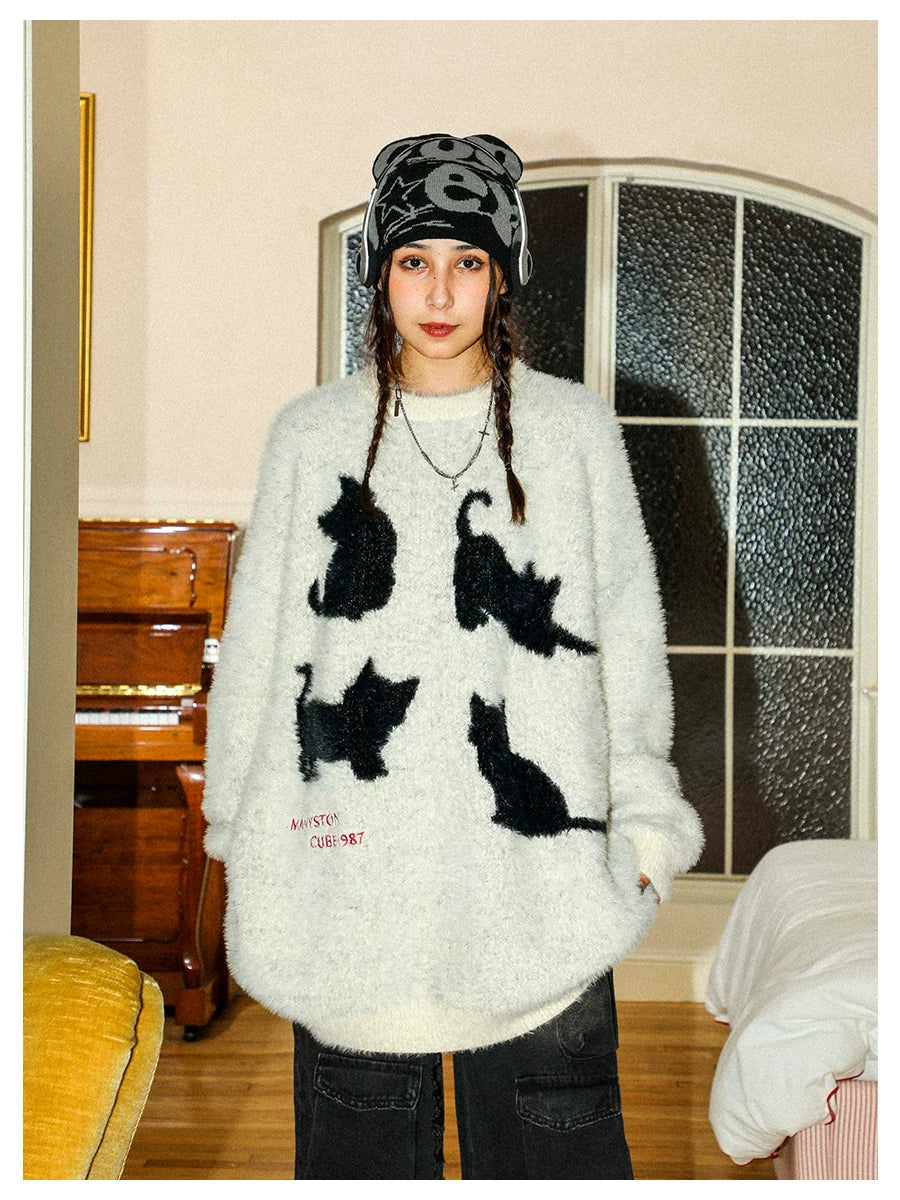 MANYSTON Cat Poses Sweater