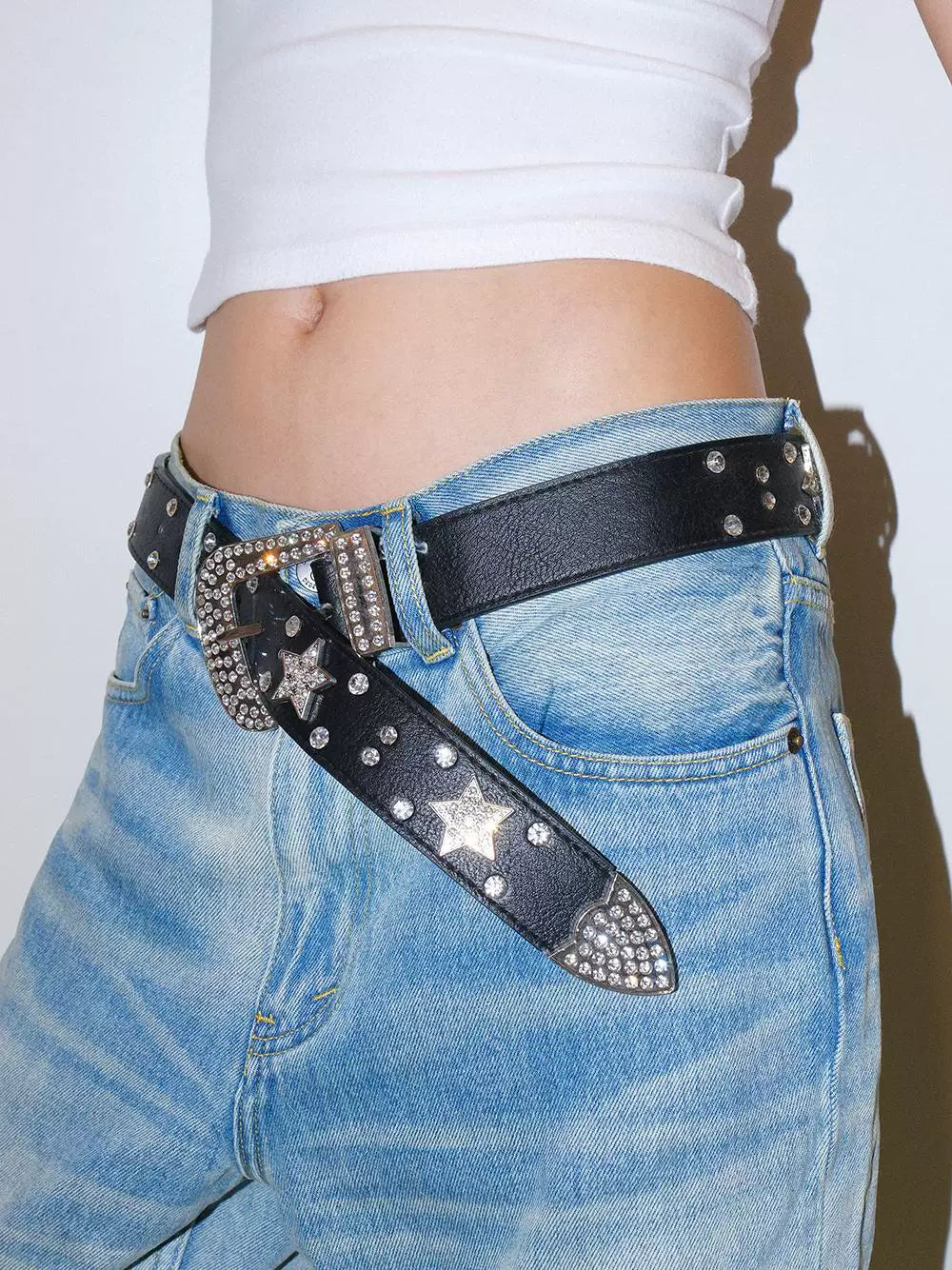 Darkblue Store Retro Star Rhinestone Broken Punk Belt