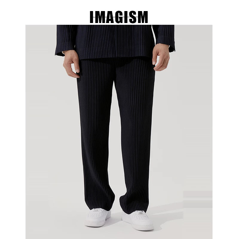 IMAGISM Japanese Non Miyake Pleated Drape Wide Leg Pants JF150