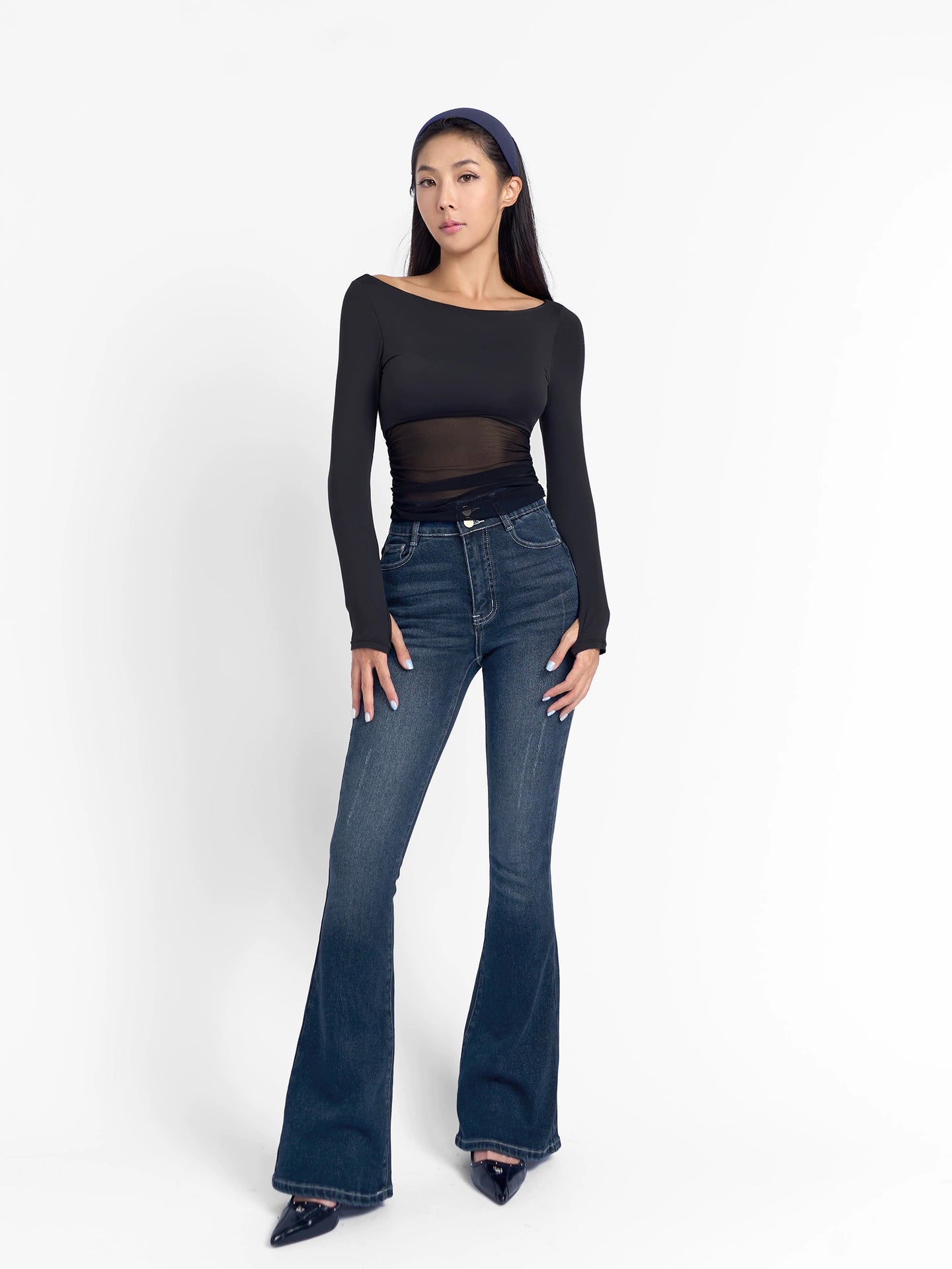 ABMY® Double-Button High-Waist Flare Jeans