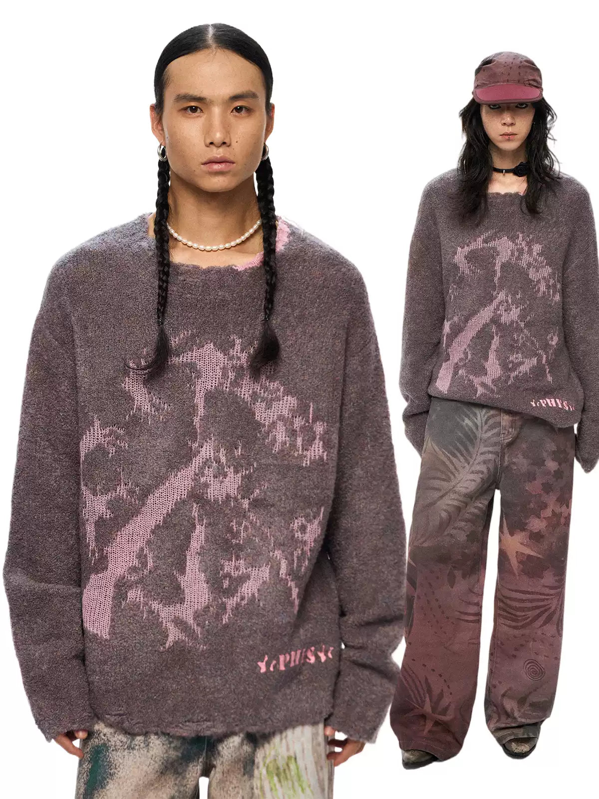 Physics Boy Wildflower Wool Contrast Pullover Sweater