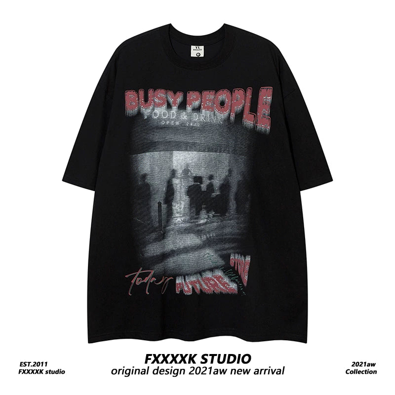 FXK Original Abstract Printed Loose Short Sleeve