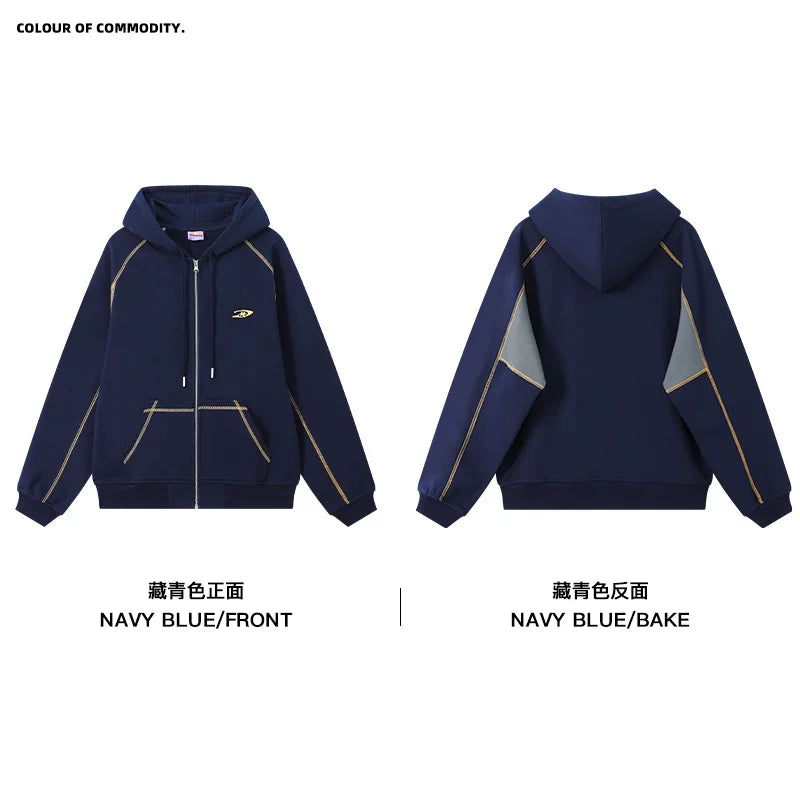 Mr. Jiangnan NewJNXS Constant Warm Leather Contrast Hooded Cardigan Jacket