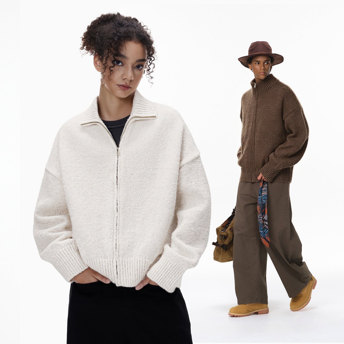 Inflation Vintage Stand-Up Collar Sweater Jacket