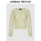 Urban Revivo Hollow Jacquard Knit Cardigan