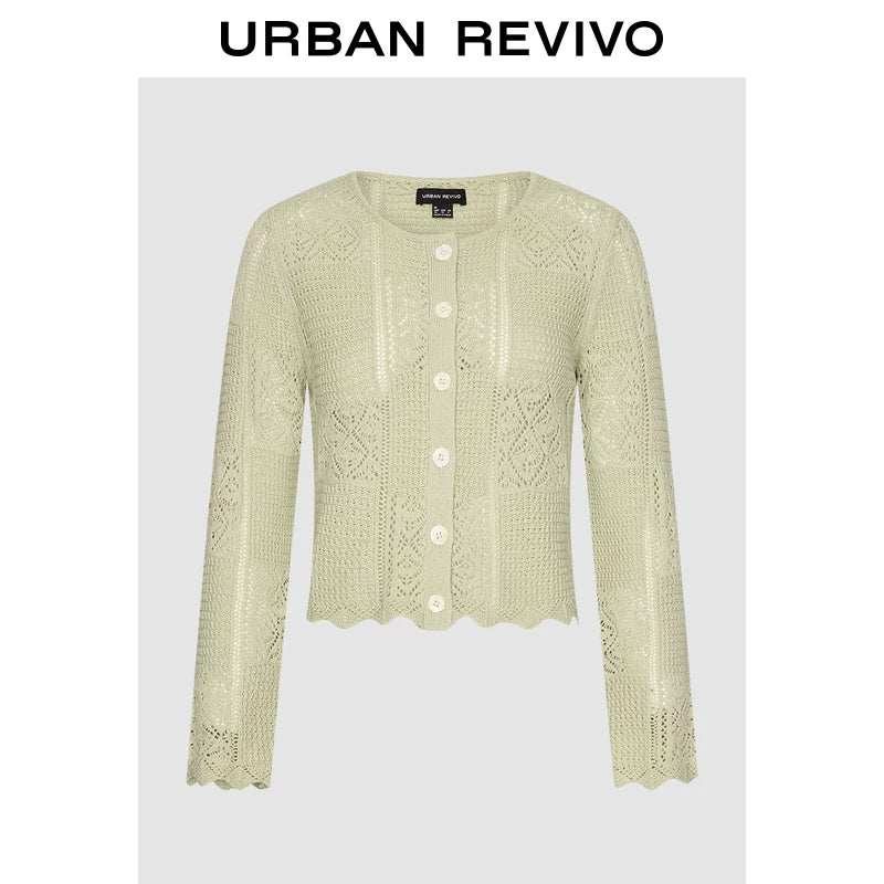Urban Revivo Hollow Jacquard Knit Cardigan