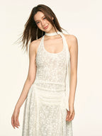 Aaisup Lace Jacquard Neck Dress