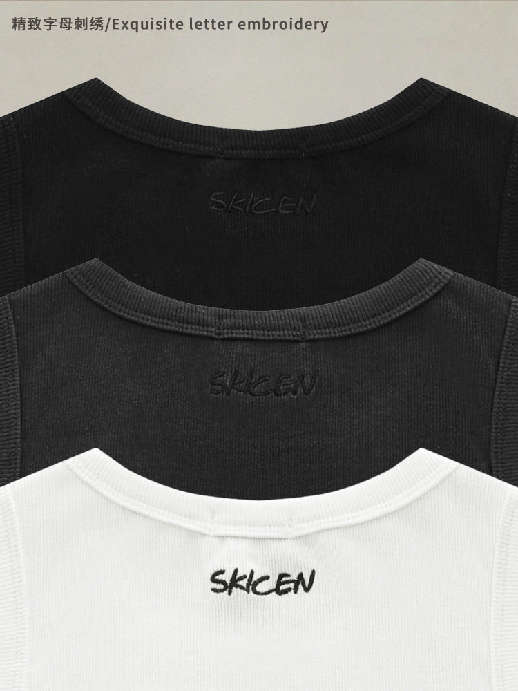 Summer Elastic Thick Thread Tight Boxer Vest Sleeveless Tee