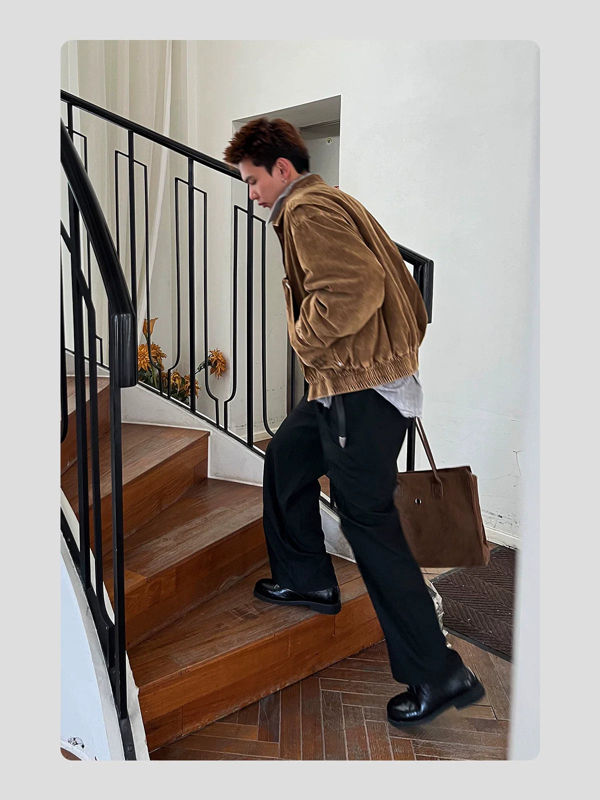 HANQIAORJI First-layer Cowhide Square Head Height-increasing Leather Shoes