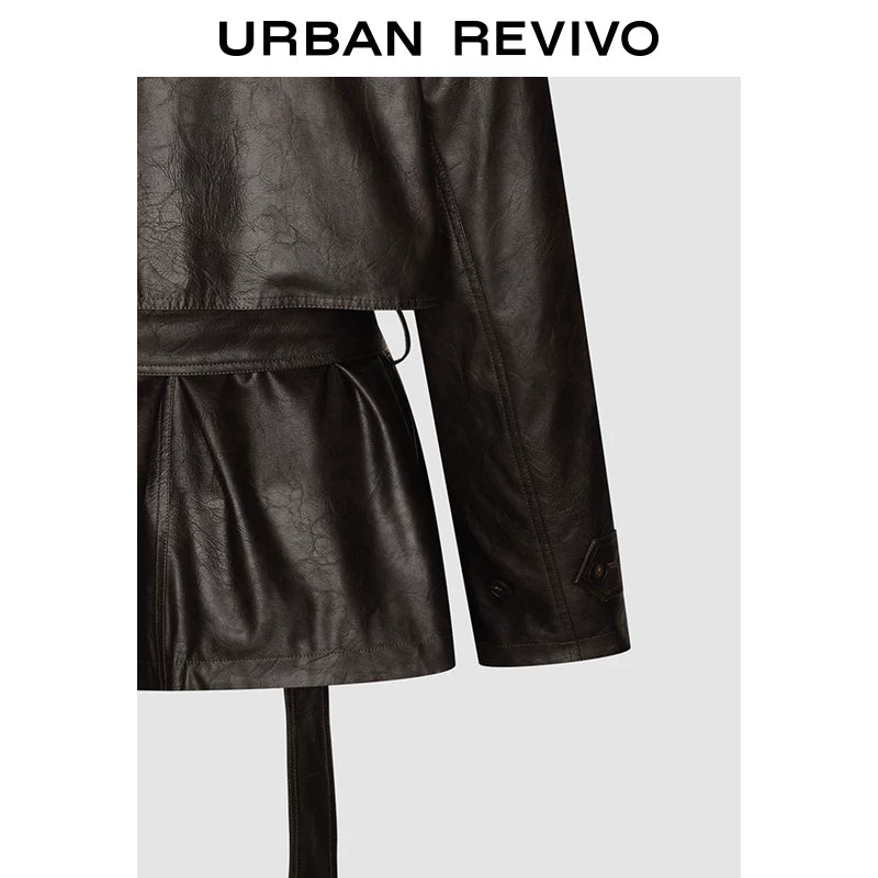 Urban Revivo Women's Amber PU Leather Belt Jacket