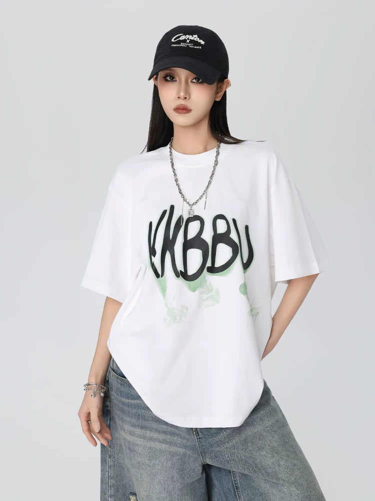 KKBBU Letter Printed Short Sleeve Couple T Shirt
