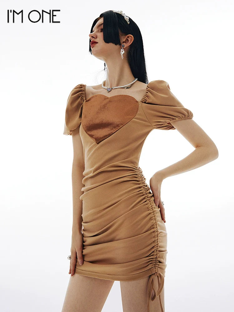 Imone Slim and Thin Velvet Love Splicing Pleated Dress