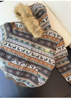 DONSMOKE Front Shoulder Fur Collar Thermal Casual Jacket