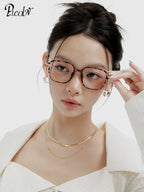 PLCOIN Tortoiseshell Square Frame Glasses Anti-Blue Light Myopia