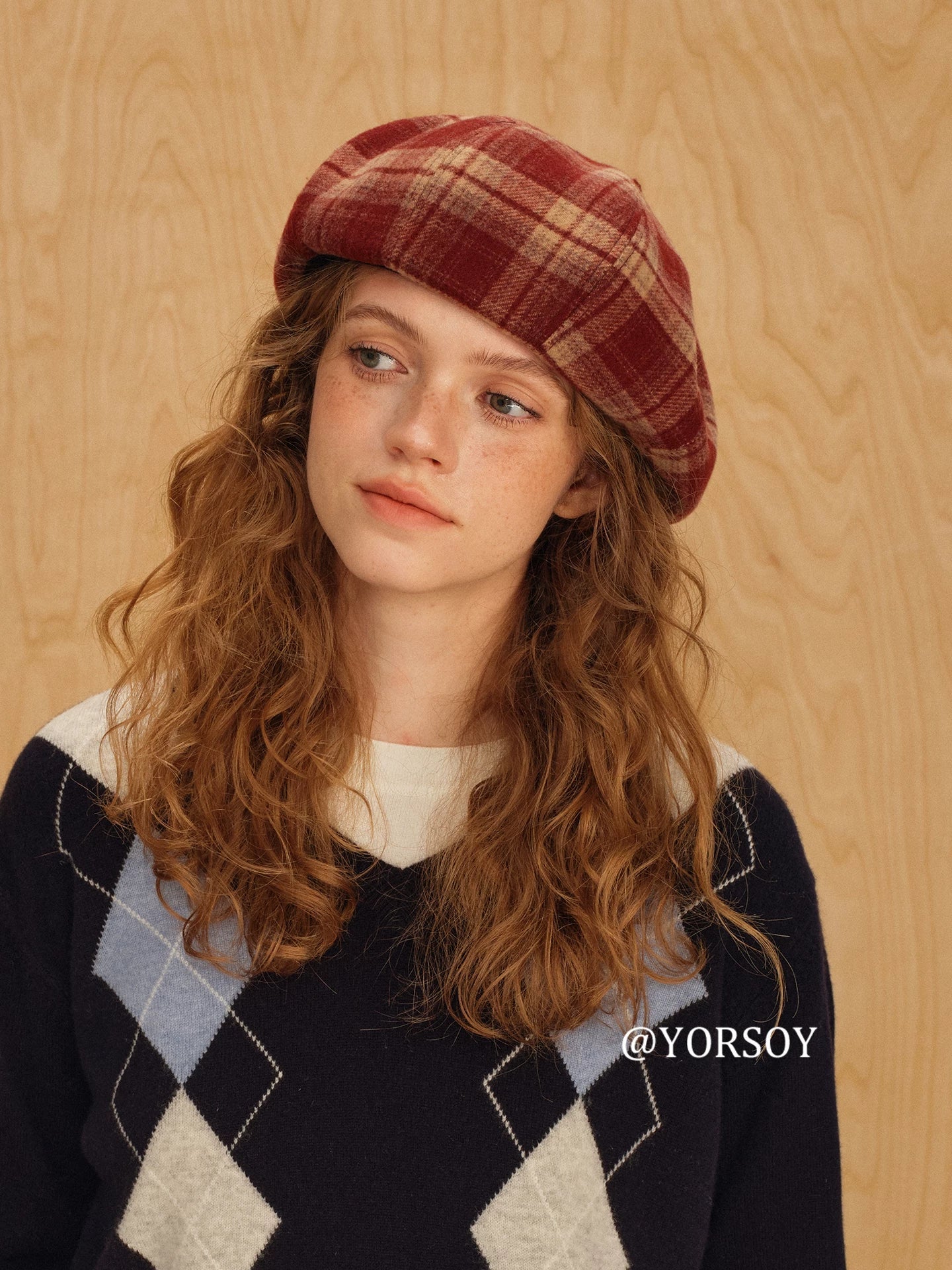 YORSOY Vintage College Plaid Beret