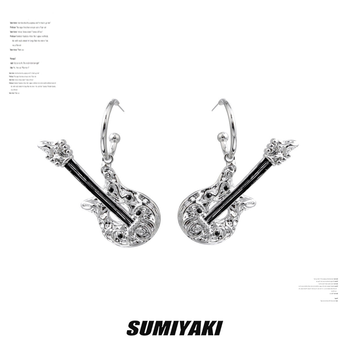 Five Kills Rock Guitar S925 Punk Earrings