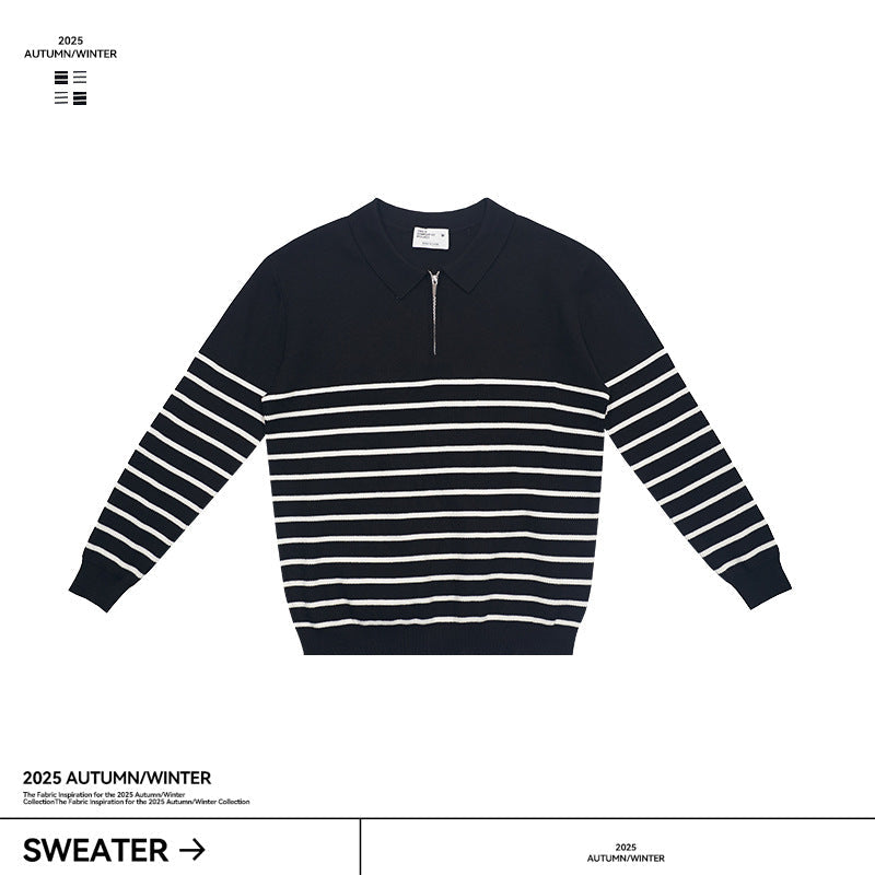 UNF Casual Contrast Striped Knitted Sweater