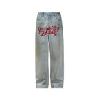 UNTILWERICH Do Old Graffiti Splash Ink Wash Straight Jeans