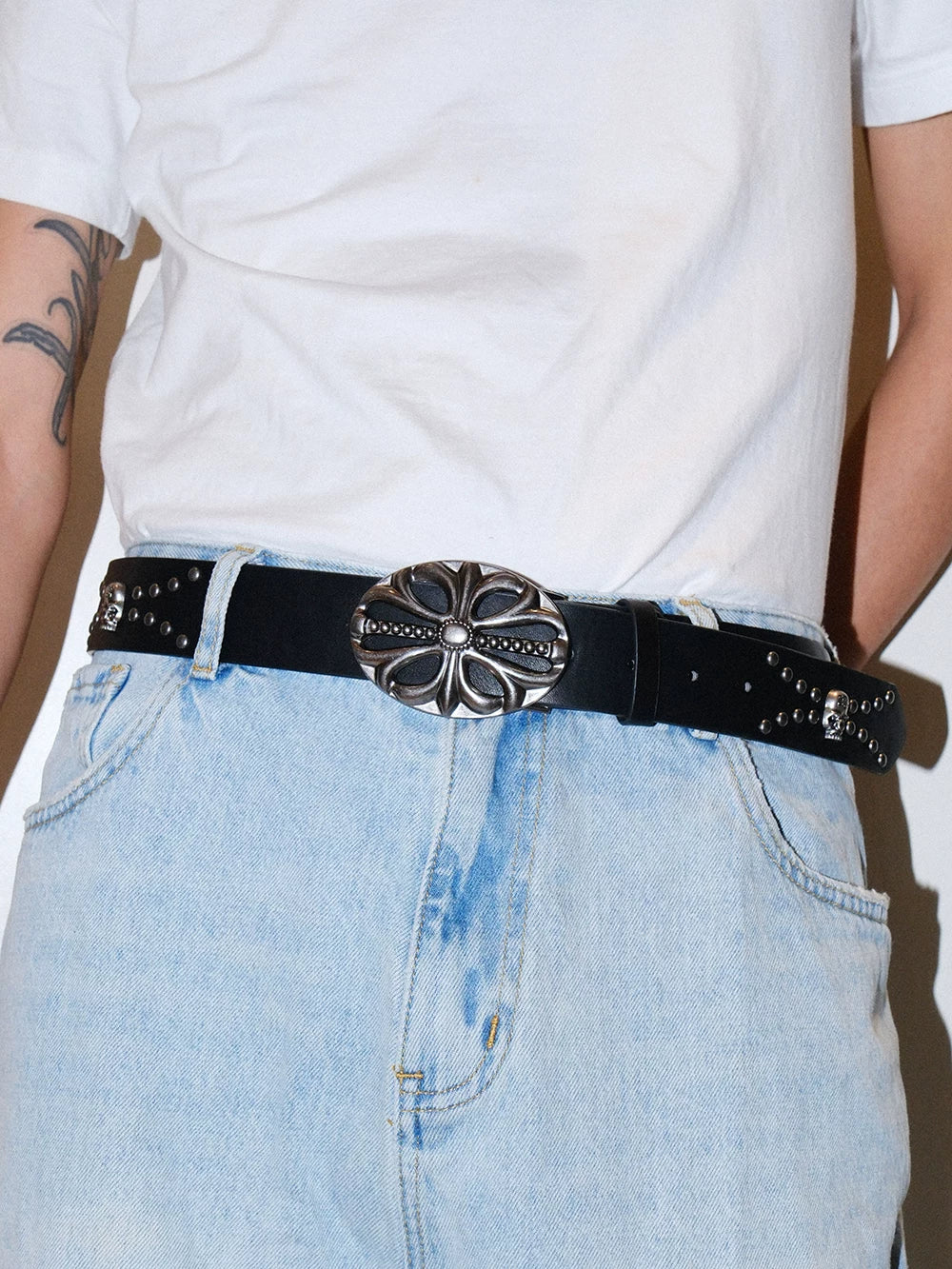 Darkblue Store Star Carved Skull Punk Motorcycle Belt