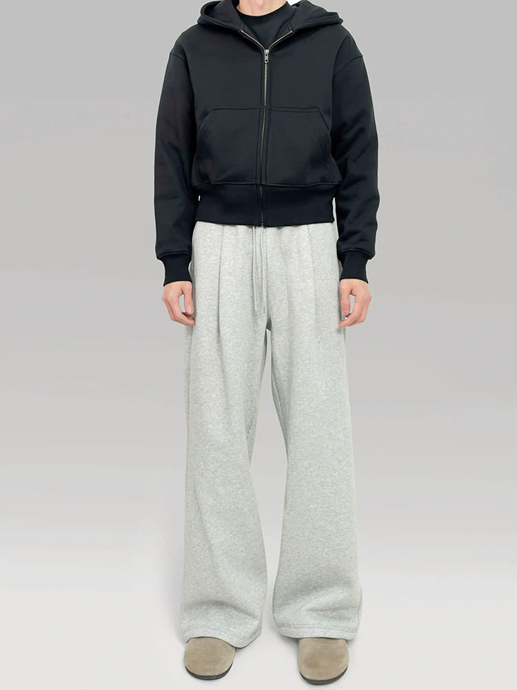 PLUS NO LOGO Loose Three-dimensional Pleated Straight Lazy Sweatpants