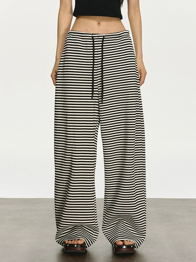 Anna Aneae Striped Lazy Loose Casual Straight Pants