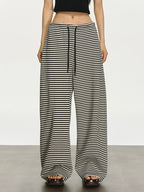 Anna Aneae Striped Lazy Loose Casual Straight Pants