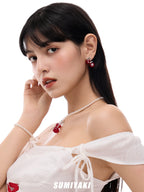 SUMIYAKI Three-dimensional Drop-glazed Cherry Pearl Necklace
