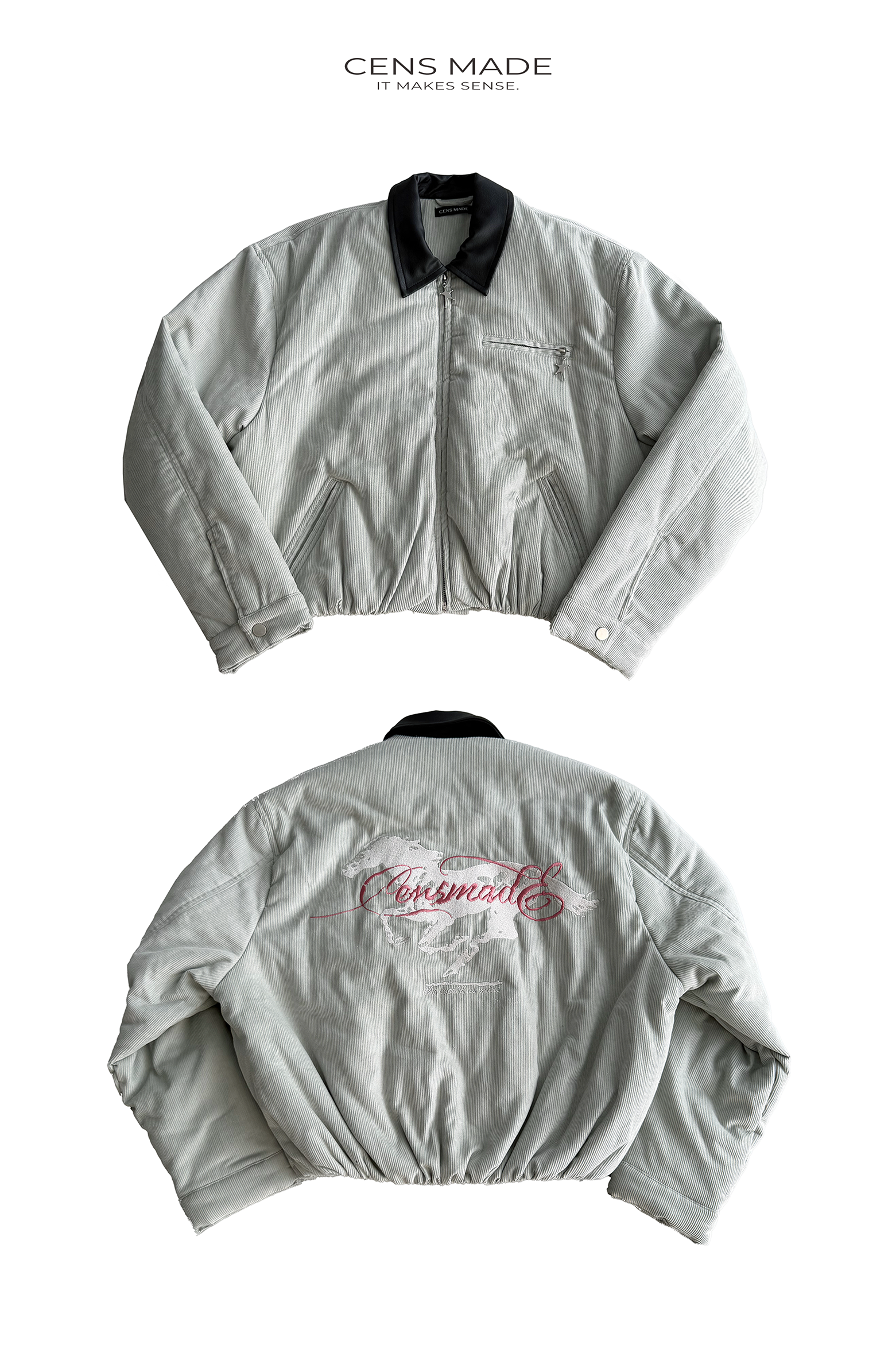 CENSMADE Corduroy Embroidered Work Jacket