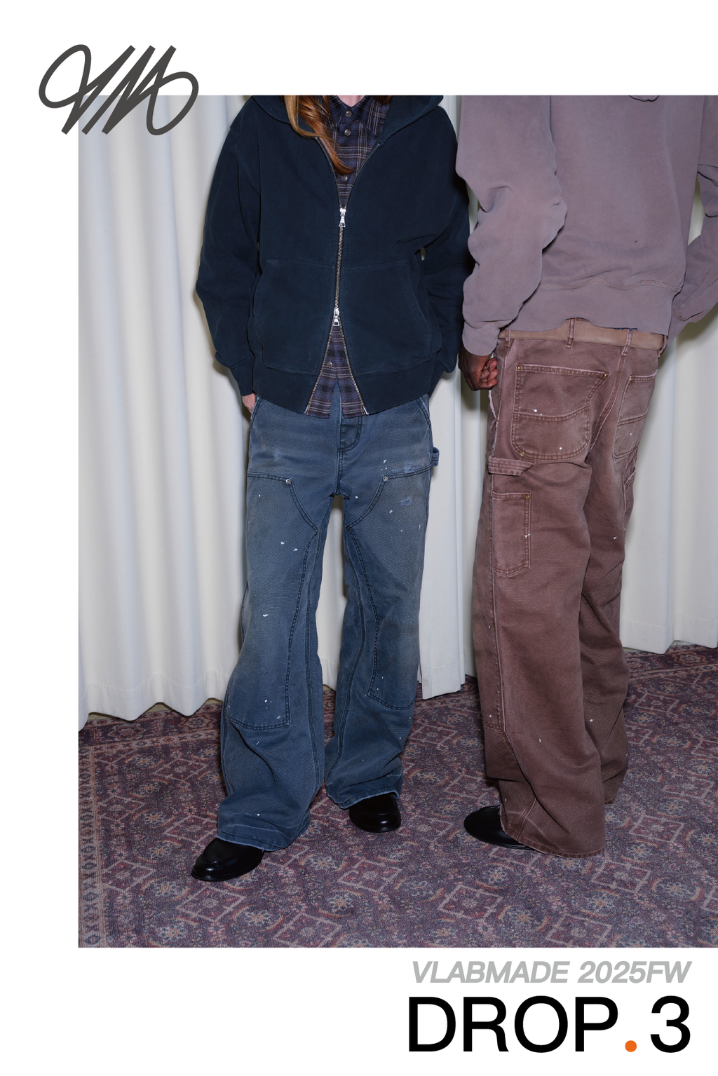 VLABMADE Old Ink Splashing A Word Straight Overalls