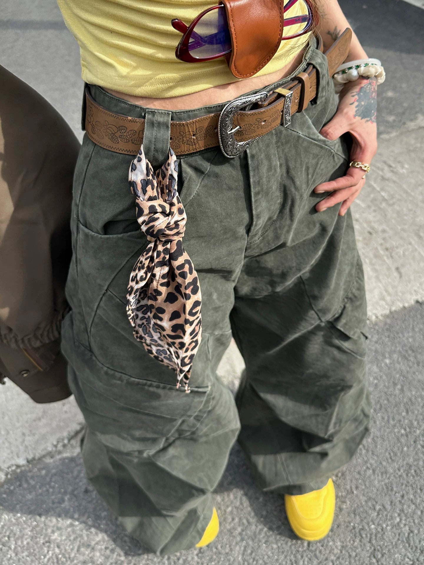 SIXMINU Large Pocket Washed Scimitar Overalls