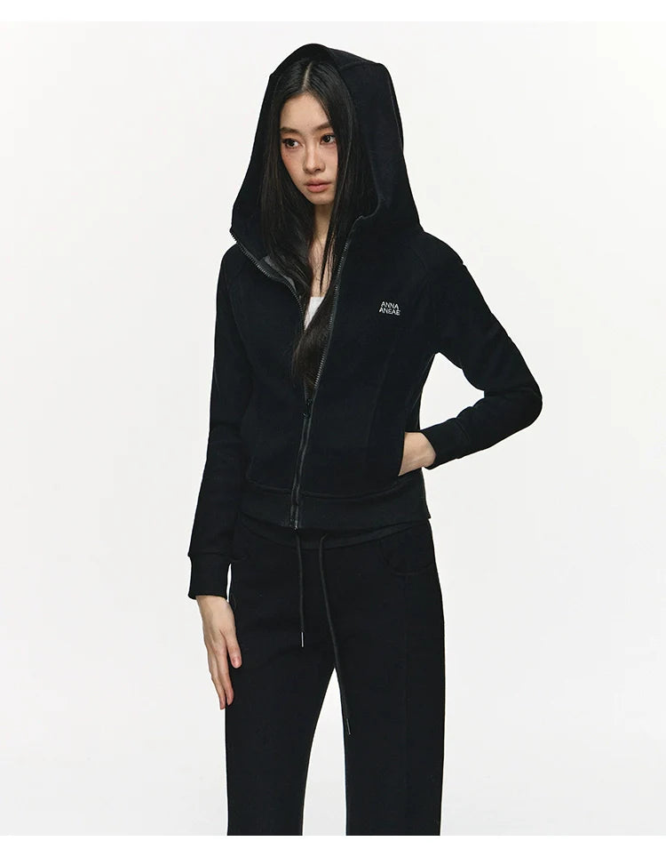 Anna Aneae Hooded Short Sweater Sports Two-piece Set