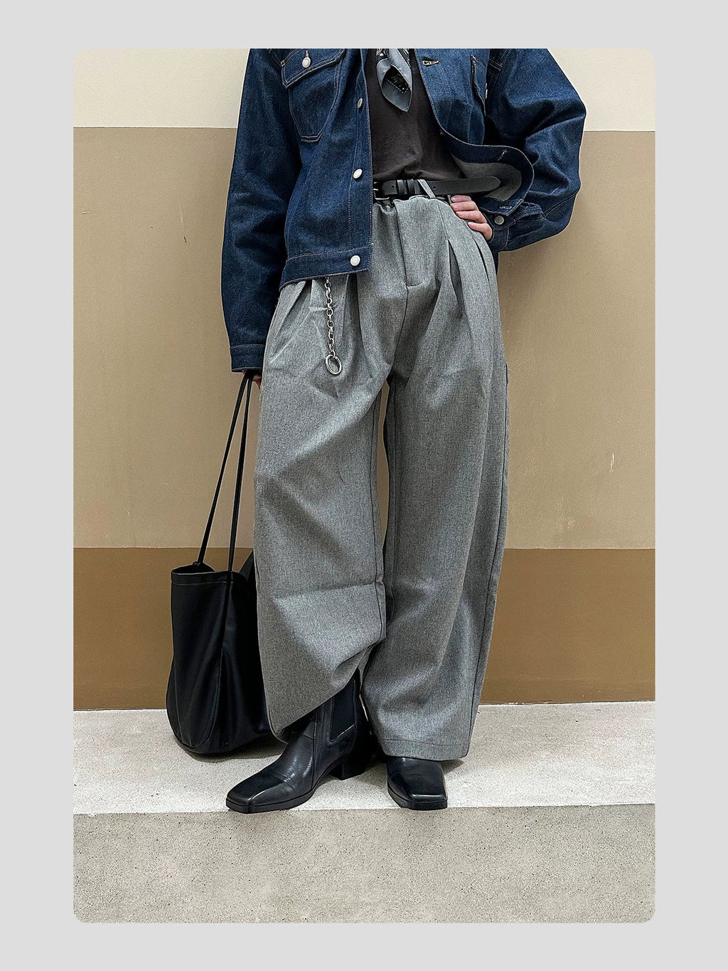 HANQIAORJI Cowhide Square Boots Chelsea Boots